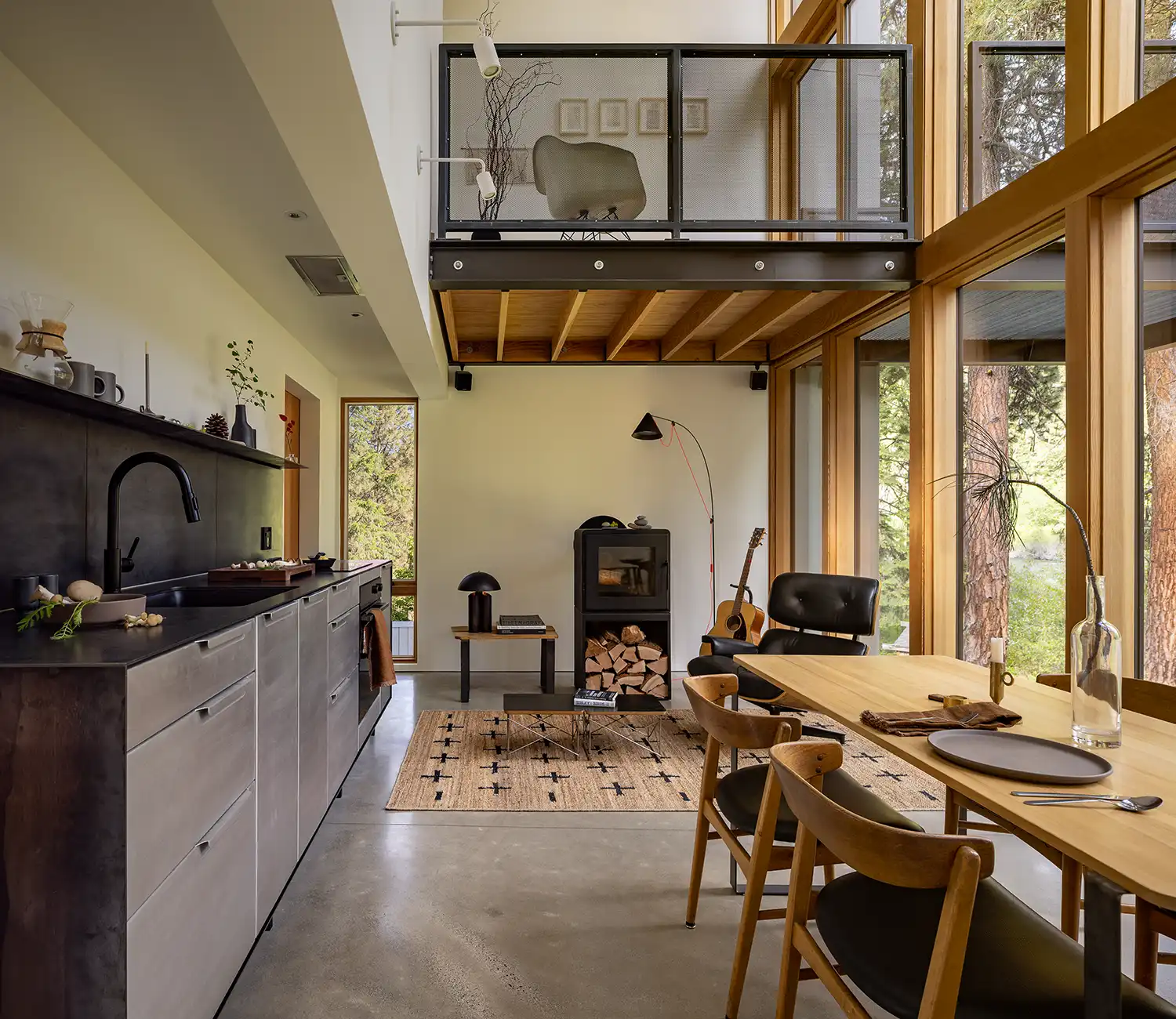 Wittman Estes Lifts Steel-And-Glass Wenatchee River Cabin Above the Washington Floodplain