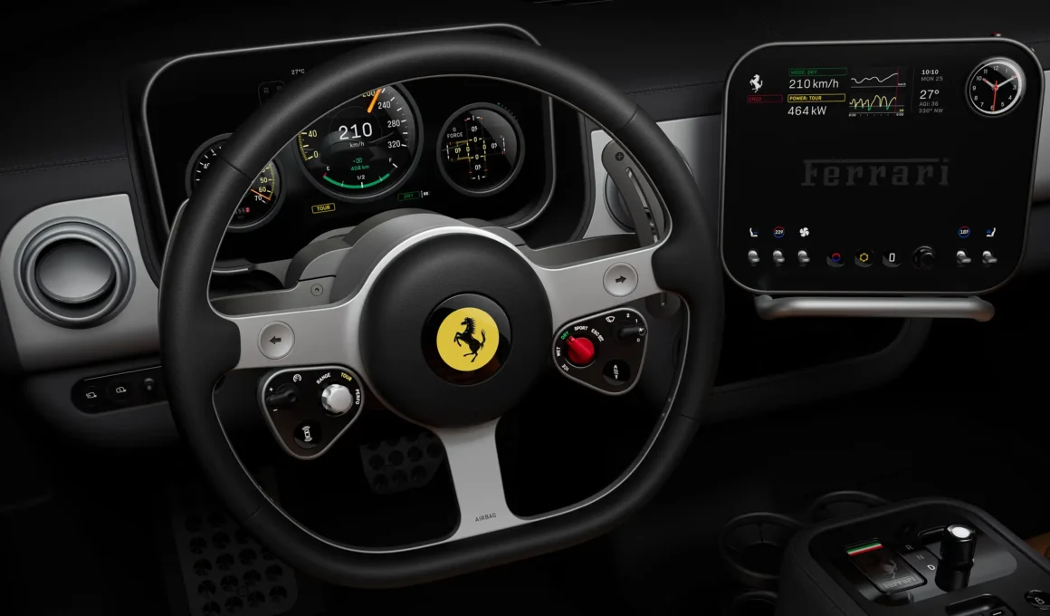 Tactile cockpit of the Ferrari Luce designed by LoveFrom.