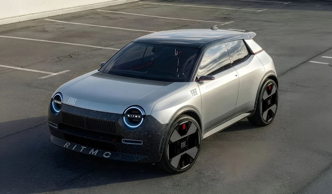Front three-quarter view of silver Fiat Ritmo redesign concept