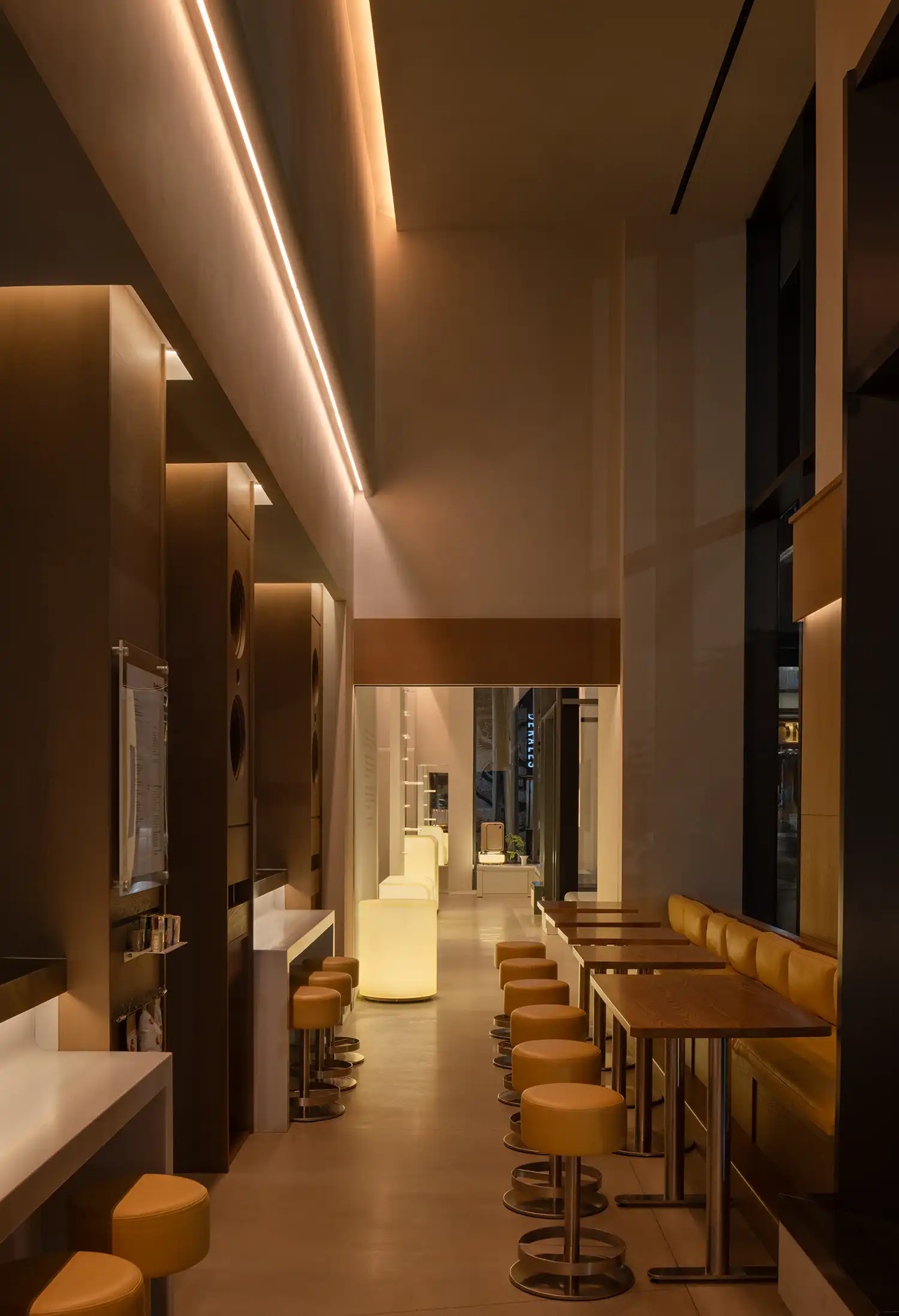 Interior perspective of Postcard Chicago showing the transition from lounge to retail.