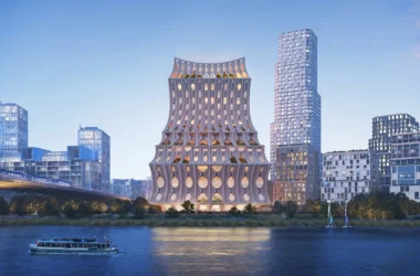 Heatherwick Studio Urban Reef proposal Rotterdam waterfront night view