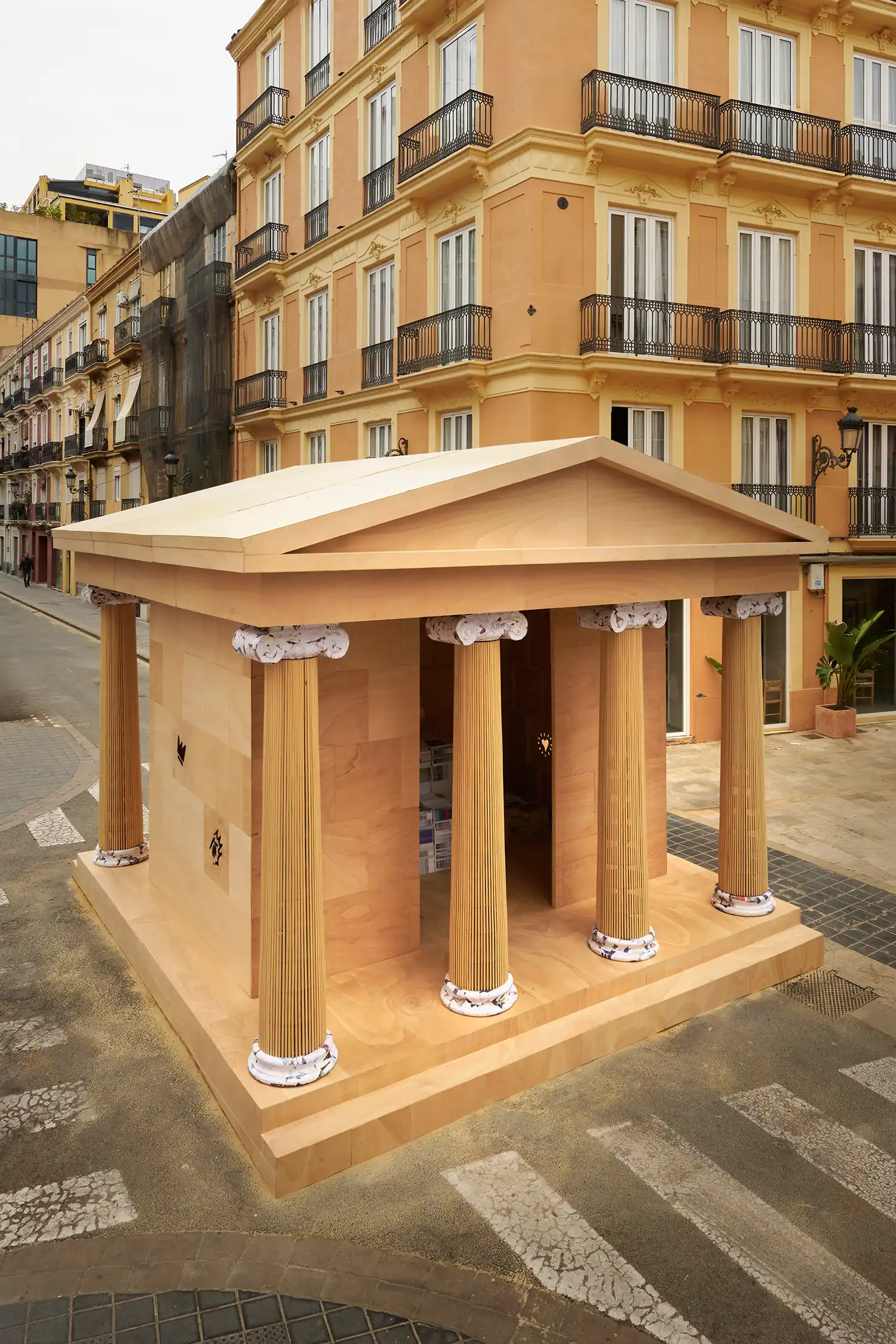 High angle view of the PichiAvo wooden temple in Valencia.