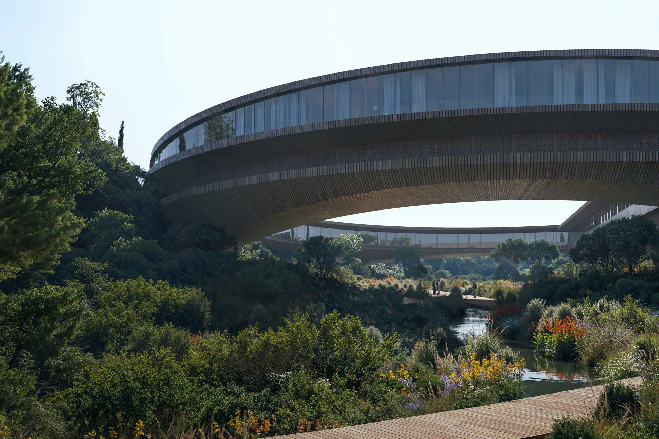 Snøhetta Bridges Istanbul River Gorge With “Floating” Circular Wellness Center