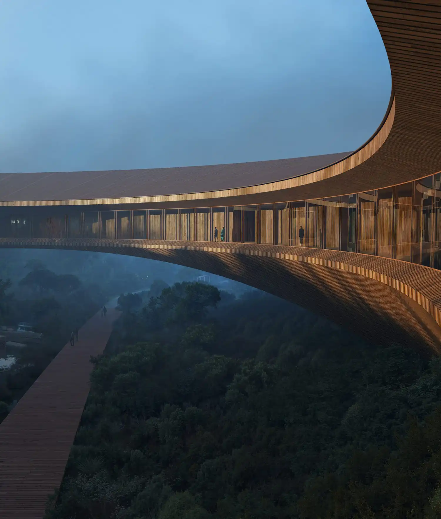 Snøhetta The Ring interior glass corridor sunset view Istanbul