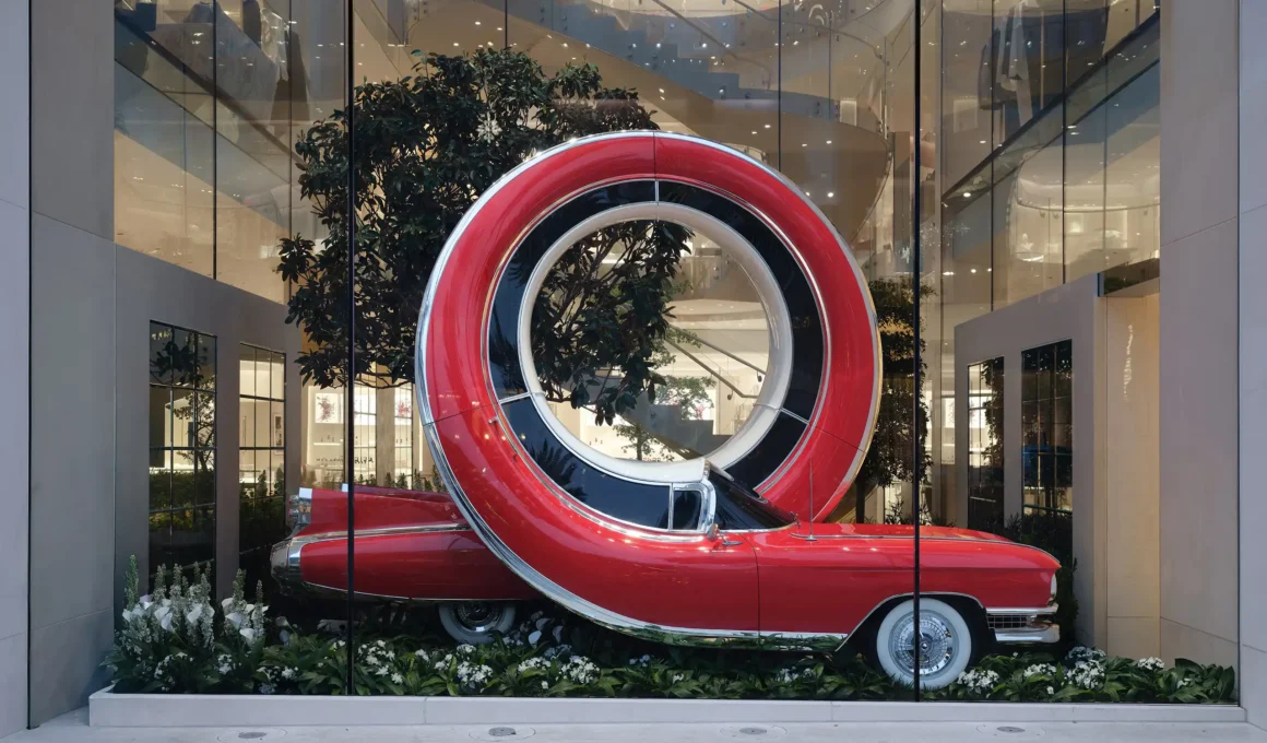 Alex Chinneck red car loop sculpture House of Dior Beverly Hills 2026