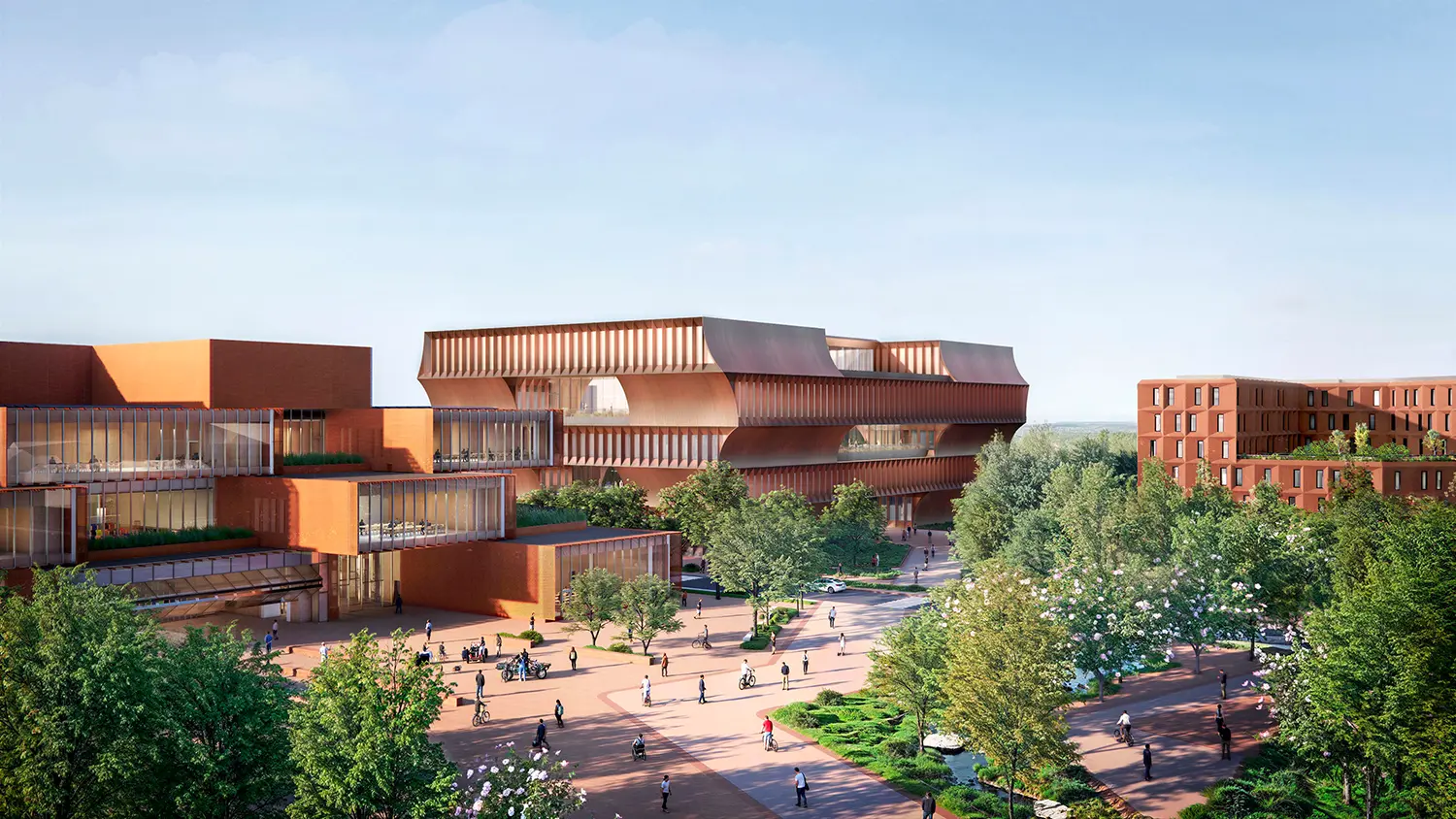 BIG STEM university Bentonville campus public plaza makerspace academic building street level