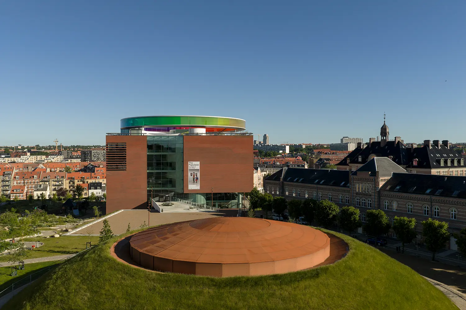 ARoS Aarhus Art Museum exterior aerial copper dome mound grass Schmidt Hammer Lassen 2026