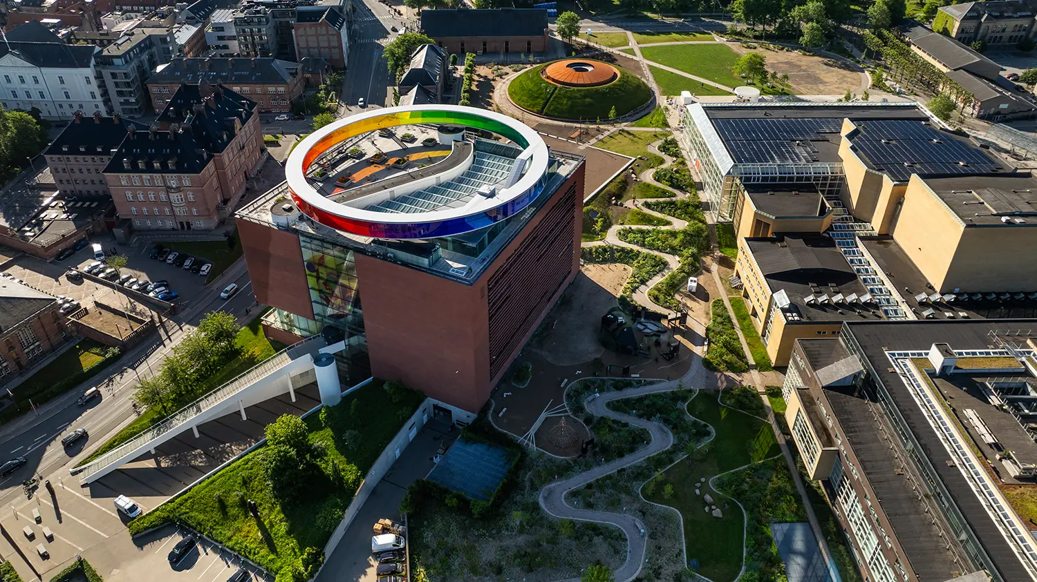 ARoS Aarhus Art Museum aerial drone As Seen Below dome park urban context Schmidt Hammer Lassen