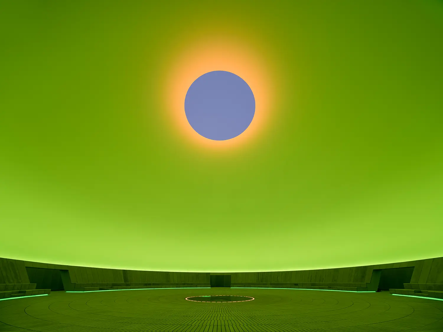 James Turrell As Seen Below dome interior ARoS Aarhus Colour Shift green light blue aperture open sky